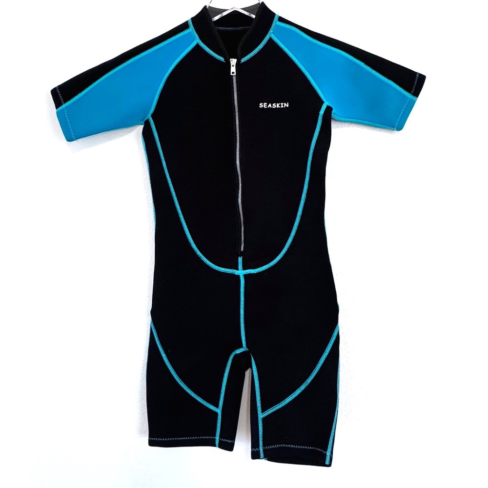 Seaskin Kids 2mm Neoprene Shorty Wetsuit - Front-Zip‎ Thermal Swimsuit